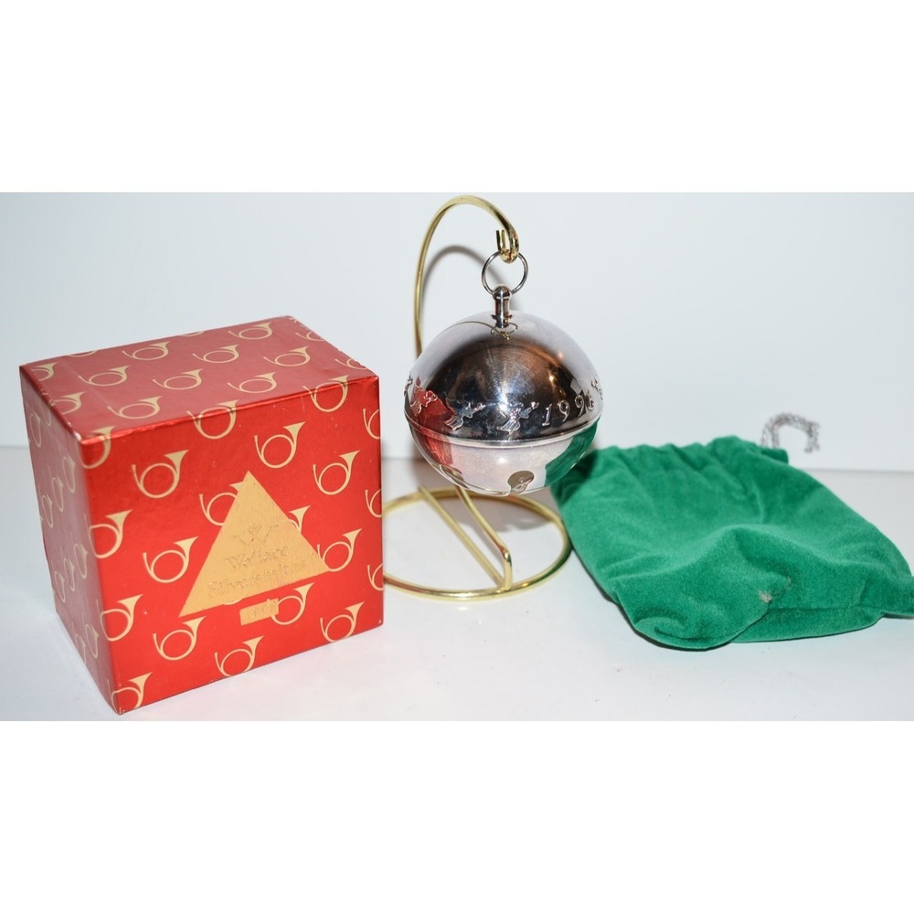 Wallace Sleigh Bell 1996 Silver Plate Christmas Ornament in box Vtg